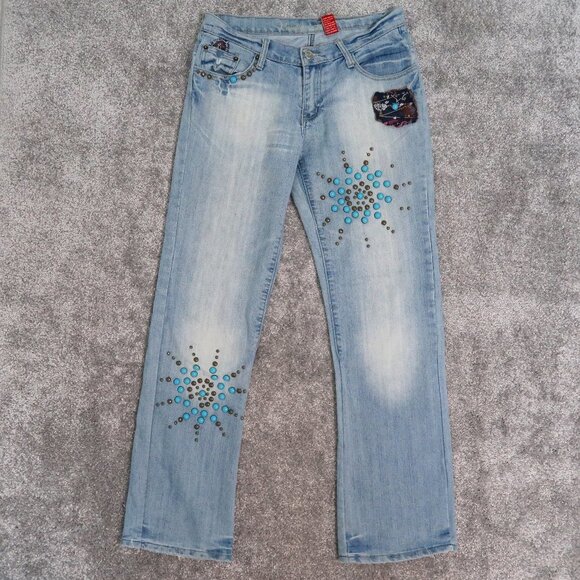 Vanilla Jeans With Turquoise Stones Size 11 - Picture 1 of 14
